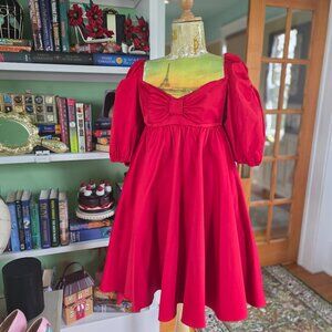 NWOT Kate Spade New York Beau Satin Puff Sleeve Dress – Red, Size 2